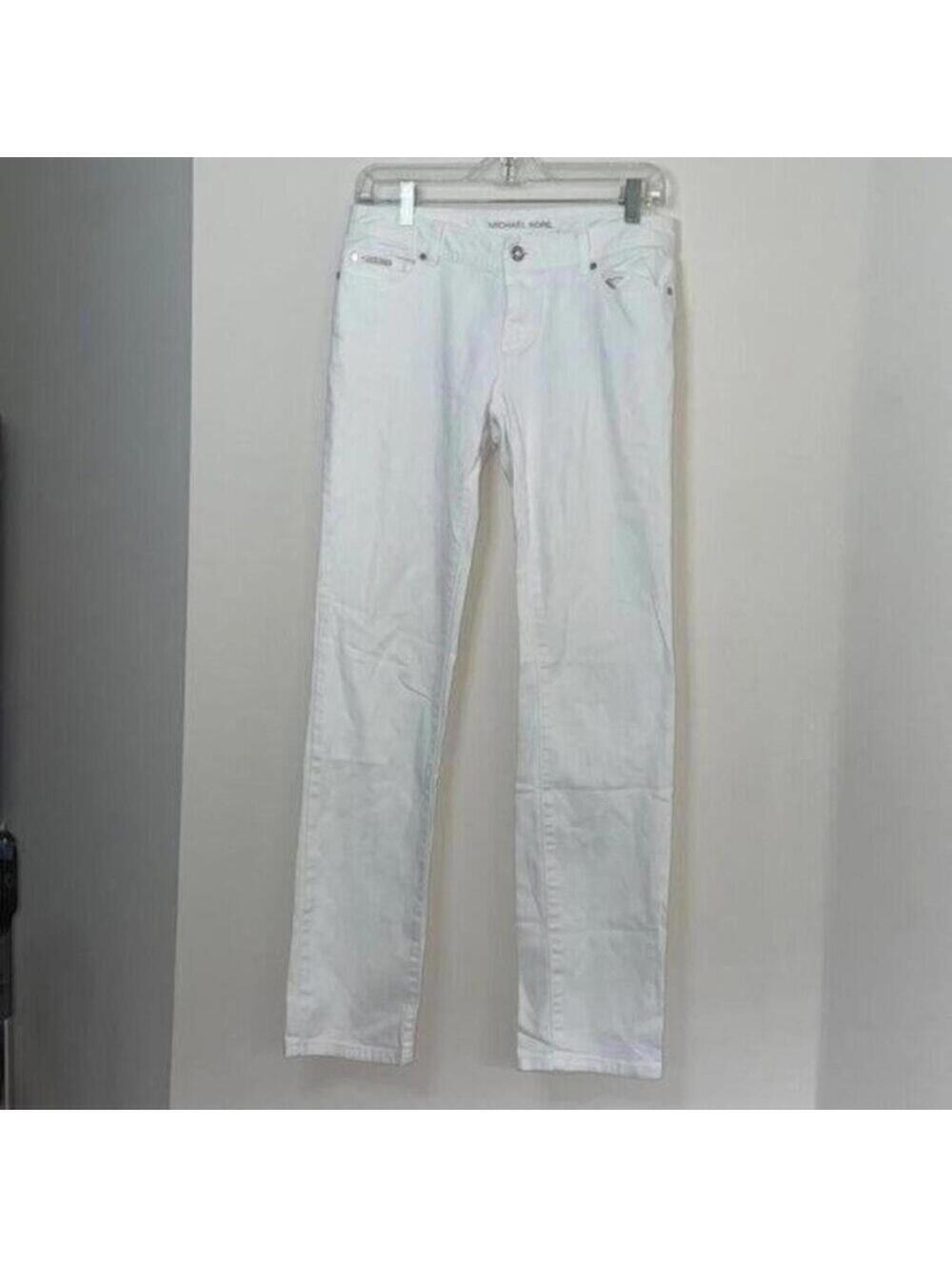 Michael Kors White Skinny Leg Pant Jeans Bedazzled Butt Minimal Classic